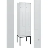 C+P Z-Spind Classic PLUS, Gestell, 4 Abteile, HxBxT 212x60x50cm, Zylinderschloss, Hellgrau/Hellgrau von PROREGAL