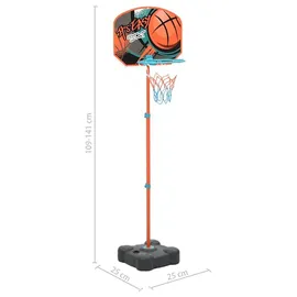 vidaXL Basketballkorb Tragbares Basketball Spiel-Set Verstellbar 109-141 cm Rot/Weiß