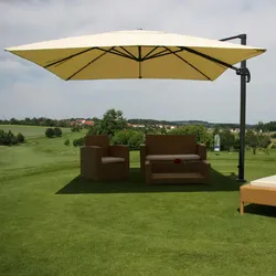 Mendler Ampelschirm HWC-A96, Gastronomie Sonnenschirm, 3x3m (Ø4,24m) Polyester/Alu 23kg ~ creme ohne Ständer