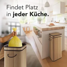 new habitat Gelber Sack Ständer aus Bambus I 80L Gelber Sack Behälter mit geruchsdichtem Deckel - Gelb
