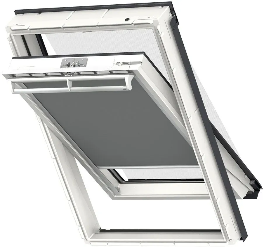 VELUX Vorteils-Set Hitzeschutz Plus DOP Manuell Uni Grau/Schwarz 0705, CK02, Alu-Schiene und Haltekrallen,GGU,Manuell,VELUX