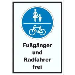 Fußgänger und Radfahrer frei Aufkleber A3 (297x420mm)