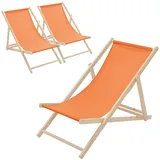 ECD Germany 3er Set Liegestuhl 57,5 x 83 x 100 cm Orange