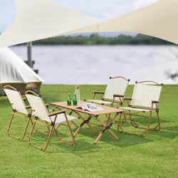 Campingmöbel-Set Botrugno 5-tlg. Textilgewebe Beige