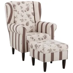 Sessel HOME AFFAIRE "Asino", braun (braun,beige), B:80cm H:102cm T:86cm, Druckstoff (50% Polyester, 50% Baumwolle), Sessel