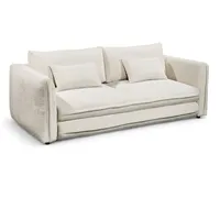 STANLEY Bequemes Schlafsofa mit Bettkasten in Ivory - Ausziehbares Sofa mit Schlaffunktion für Ihr Wohnzimmer - 237 x 94 x 117 cm (B/H/T)