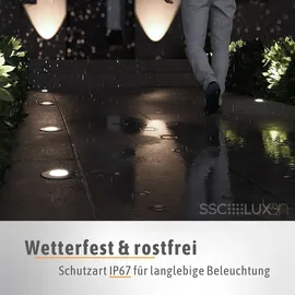 SSC-LUXon 4er Set JUAVI Bodeneinbauleuchte aussen IP67 - Bodenstrahler schwarz rund 230V befahrbar für GU10 (separat erhältlich)