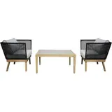 Jet-Line Gartenmöbel Lounge Möbel 1 x Tisch +2 x Stuhl Schnell trocknend UV resistent Wetterresistent angenehmer Sitzkomfort Modell: Cuba in an... - Grau