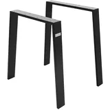 ML-Design Tischbeine 2er Set Loft 75x72 cm Schwarz | Stahl 8x2 cm, U-Form Industrial Tischgestell Esstisch Schreibtisch