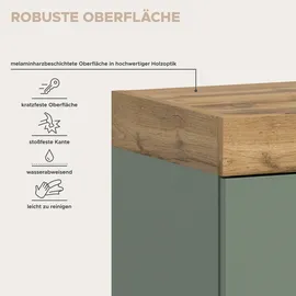 OTTO home Highboard 105 x 115 x 37 cm smoke grün / Wotan Eiche (Nachbildung)