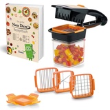 Genius Nicer Dicer Quick | 8 Teile | Gemüseschneider | Scheibenschneider | Würfelschneider | Stifteschneider | Rezeptbuch NEU (Orange)