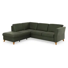 Home Affaire Ecksofa HOME AFFAIRE "Trelleborg L-Form", grün (olive), B:252cm H:86cm T:213cm, 95% Polyester, 5% Polyamid, Sofas, Ecksofa, wahlweise mit Bettfunktion und Bettkasten, inkl. Federkern-Polsterung
