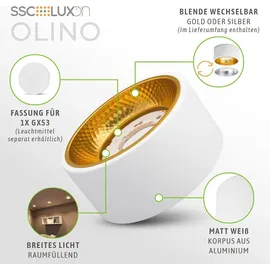 SSC-LUXon OLINO 4x LED Deckenspot rund Aluminium gold/silber
