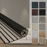 HEXIM Akustikpaneele 2 Stück 278x60cm Holz Comfort - flexible Holzpaneele Platten Lamellenwand flexibel MDF Wandpaneele TV Wandverkleidung Holzwand Deko grau (3.34m2 Sandgrey)