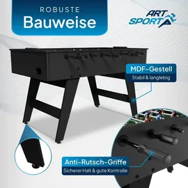 ArtSport Tischkicker ProKick - MDF-Kickertisch mit Torzähler & Anti-Rutsch-Griffen – Schwarz