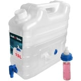 KOTARBAU® Wasserkanister mit Hahn 15l Wassertank mit Seifenspender Weiß Wassertank mit Pumpspender Trinkwasserkanister Kunststoffkanister Wasserbehälter Camping Baustelle