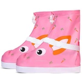 ACMEDE Regenüberschuhe Wasserdicht Überschuhe Wiederverwendbar rutschfester Schuhüberzieher,Optimal vor Regen,Schnee und Matsch geschützt für Unisex-Kinder (L, Rosa Kaninchen) - L