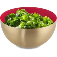 Relaxdays Salatschüssel Edelstahl, 2 L, runde Metallschüssel zum Backen