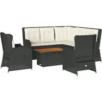 vidaXL 6-tlg. Garten-Lounge-Set mit Kissen Schwarz Poly Rattan