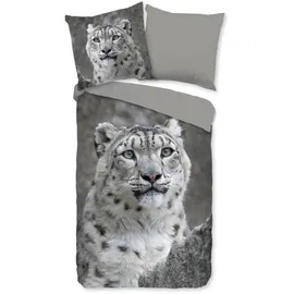 Muller Textil Chief Wendebettwäsche Leopard grau 155 x 220 cm + 2 x 80 x 80 cm