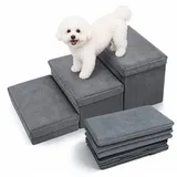 Hundetreppe mit Stauraum, Haustiertreppe Faltbar, Treppe für Hunde 2/3 Stufen, Hundetreppe für Kleine Hunde, Katzen (Dunkelgrau – 3-lagig)