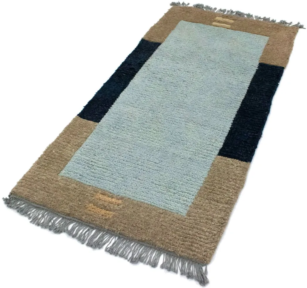 morgenland Wollteppich »Nepal Teppich handgeknüpft blau«, rechteckig, handgeknüpft morgenland Blau B/L: 70 cm x 140 cm