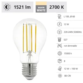 EGLO LED-Lampe 12 W E27 warmweiß