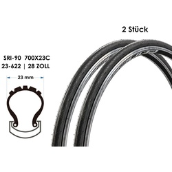 Non-Branded Fahrradreifen 2 Stück 28 Zoll Fahrrad Rennrad Falt Reifen 23-622 Mantel Decke Race schwarz