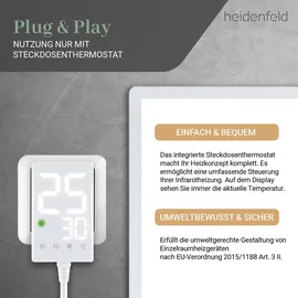 Heidenfeld Infrarotheizung HF-HP100-3, m. Thermostat, weiß, 300-1200 Watt, 10 J. Garantie (800 Watt)