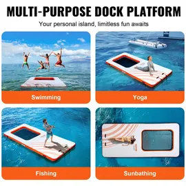 Vevor Aufblasbares Schwimmdock 4,57x1,98m Dockplattform mit 1,21x 1,82m Trampolinnetzpool Wassermatte mit schwimmender Plattform und tragbarer