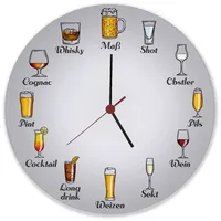 Speecheese Alkoholische Getränke Wanduhr aus Glas mit Bier, Wein