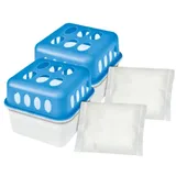 Invest-de 2x Luftentfeuchter inkl. 4x400g Granulat Nachfüllpack Raumentfeuchter, Feuchtigkeitsabsorber - Weiß/Blau