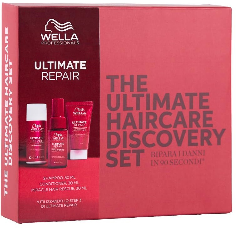 Wella Professionals ULTIMATE REPAIR Geschenkpackung | Professionelles Shampoo 50 ml, feuchtigkeitsspendender Conditioner 30 ml, Miracle Hair Rescue 30 ml | für alle Haartypen