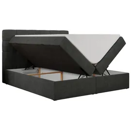 MKS Meble Boxspringbett mit Matratze, Bett mit Multipocket - Matratze und Topper Polsterbett mit Bettkasten und Kopfteil, ERNI ... - Dunkelgrau,