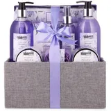 Brubaker Cosmetics Bade- und Dusch Set Lavendel Minze Duft - 12-teiliges Geschenkset in dekorativer Jute-Box