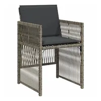 VidaXL Gartenstühle mit Kissen 4 Stk. Grau Poly Rattan