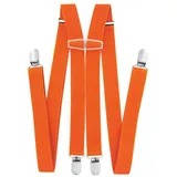 axy Hosenträger für Herren breit 2,5 cm in H-Form mit 4 Hosenträger Clips extra stark längenverstellbar (Orange) - Einheitsgröße