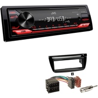 JVC KD-X182DB 1-DIN Media Autoradio AUX-In USB DAB+ mit Einbauset für Fiat Doblo piano black