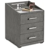 meinBett Nachtkonsole mit LED-Beleuchtung und USB-Anschluss ¦ grau ¦ Maße (cm): B: 47 H: 61 T: 46.0