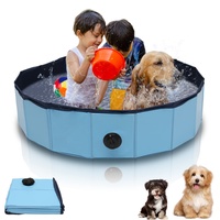 Vigevee Hundepool für Kleine Hunde 80x20cm Hundepool fur Große Hunde Hundebadewanne Hunde Planschbecken Hundepool Faltbar Blue Hunde Pool inkl. Reparaturset Dog Pool