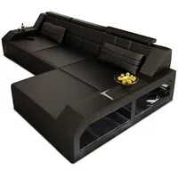 Sofa Dreams Ecksofa, Schwarz, Leder, L-Form, Ottomane rechts,L-Form, 308x194 cm, Wohnzimmer, Sofas & Couches, Wohnlandschaften, Ecksofas