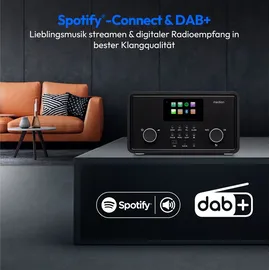 Medion P85027 Internetradio (DAB UKW Radio, Spotify Connect, WLAN, Bluetooth, Streaming, Equalizer, Farbdisplay, USB, AUX, Wecker, Schlummerf... - schwarz