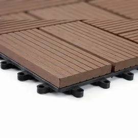 Mendler WPC Bodenfliese Rhone, Holzoptik Balkon/Terrasse, 11x je 30x30cm = 1qm ~ Premium, coffee Vierecke