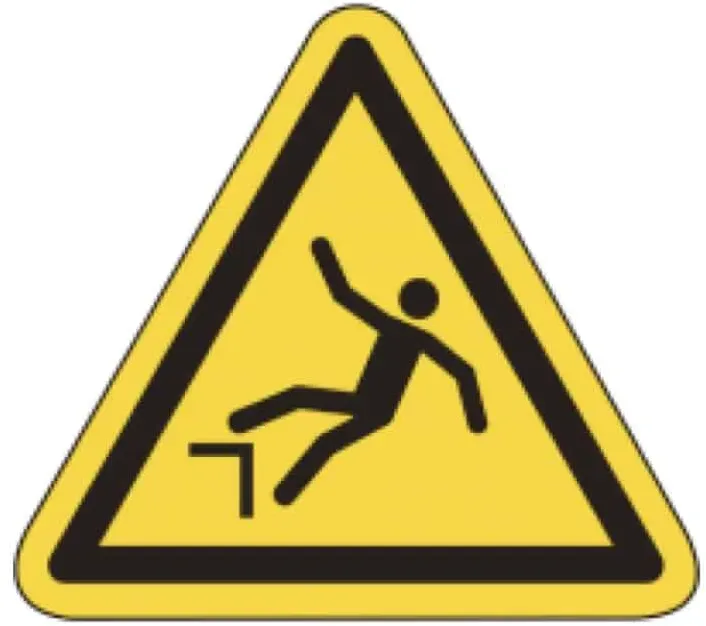 Warnschild als Symbol Warnung vor Absturzgefahr nach ISO 7010