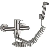 Wandarmatur Mit Handbrause, Mit Spritzpistole, Küchenspüle, Edelstahlarmatur, Warm-/kaltwasser, Waschwanne, Drehbar (gebürstet)-longziming