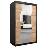 abiks möbel Schwebetürenschrank MADRYT 120 x 200 x 62 cm Schwarz