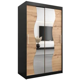 abiks möbel Schwebetürenschrank MADRYT 120 x 200 x 62 cm Schwarz