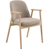 Livetastic Armlehnstuhl Leo, Beige, Holz, Textil, Eiche, massiv, rund, 55.5x80.5x57 cm, FSC Mix, Esszimmer, Stühle, Esszimmerstühle, Armlehnenstühle