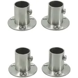CFSky Edelstahl Kleiderstange, Rundrohr Spurstangenkopf Halterung, 4er Set, 42mm x 42mm x 30mm, Rostfrei, Verstellbarer Flansch für 19mm, Silber