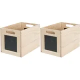 2x Holzbox Aufbewahrungsbox Holzkiste 30x20cm Tafel Holz Organizer Küche